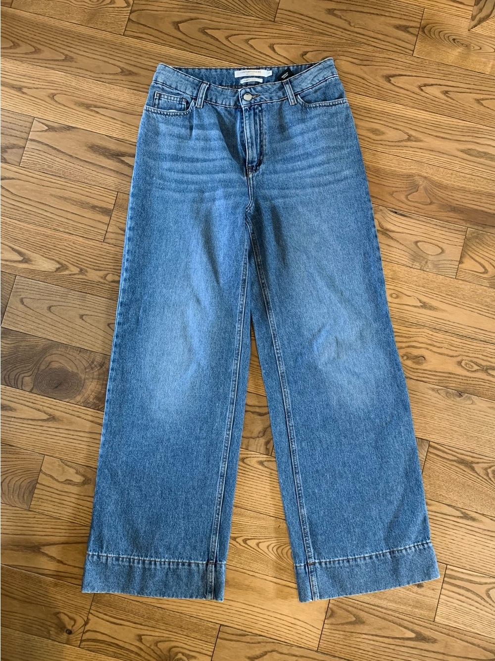Simons Contemporaine Medium Blue High Rise Wide-Leg Denim Jeans